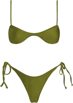 VOLAFA Women's Triangle Bikini Sets Tie Sexy Thong Solid Cheeky Swimsuit Brazillian Two Piece Bathing Suit 4 Amy Green