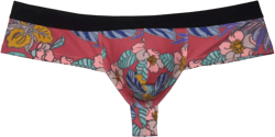 OROCOJUCO Men's Brazilain Bikini Boxers Thong Underwear Guys Hipster Swim Tangas 1/3 Back Coverage Trunks X-Large Begonia