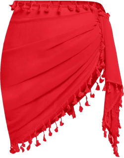 Holipick Sarong Coverups for Women Bathing Suit Wraps Swimsuit Cover Up Skirt Beach Sarongs Swim Wrap Skirt Cover Up Tassels Red One Size