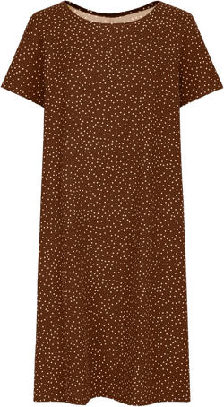 Women's Tunic Dresses Summer Casual Loose Fit Knee Length Short Sleeve T Shirt Dress Ruffle Flowy Swing Floral Dress Medium Brown