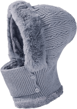 Balaclava Women Face Cover for Cold Weather Fleece Face Mask for Men Womens Winter Hat,Warm Ski Mask Knit Hooded Scarf Hat 7 1/4 Grey