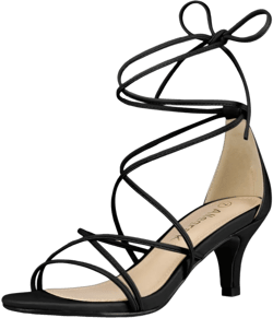 Allegra K Women's Strappy Kitten Heel Lace-Up Sandals Black 10