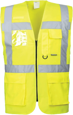 Portwest Berlin Executive Hi-Vis Vest Visibility Reflective Safety Security Work Top ANSI 2, Yellow, Medium