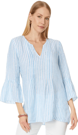 Lilly Pulitzer Women's Hollie Linen Tunic X-Small Lunar Blue Bimini Stripe
