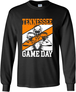 Mens Tennessee Tshirt Tennessee Game Day Football Sports TN Team Color Orange Long Sleeve T-Shirt Graphic Tee 3X-Large Black
