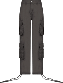 Harajuku Cargo Pants Women's Loose Street Hip Hop Cargo Pants Casual Black Trousers Gothic Cargo Pants X-Large Style One Grey
