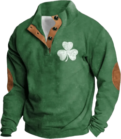Flannel Shirts For Men Purple Dress Shirt Men Mens St Patrick'S Day Print Sweatshirts Lapel Hoodless Button Up Pullover Hoodies For Men Stand (Z3-Green, Xl)