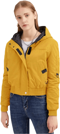 Andongnywell Women's Long Sleeve Crop Hoodie Zip Jacket Casual Workout Long Sleeve Zip Hoodie Jackets Overcoats (Yellow,Large)