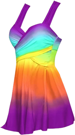 Women Color Block Rainbow Tankini Swim Dress Two Pieces Swimsuit with Boyshorts (M-3XL) 18-20 Purple