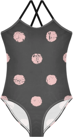 Teal Golden Glitter Polka Dots Girls Swimming Suits 3-10T Girls Athletic Swimsuit, Beach Swimwear 7-8 Years Pink Polka Dots Black Vintage