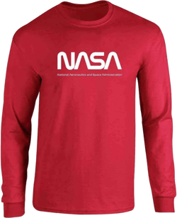 Pop Threads NASA Worm Logo Vintage Retro Graphic Tees Long Sleeve Tee T-Shirt | Amazon.com
