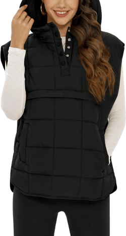 Flygo Women Quilted Pullover Puffer Vest Jacket Oversized Lightweight Sleeveless Down Vests Outerwear