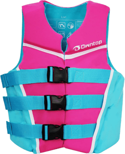 Owntop Swim Vest Youth | Lightweight & Breathable | Adjustable Safety Straps & Buckles | Easy-to-spot Colors | Swimming Training, Kayak, Boating | Fit for 50-125 lbs Pink Youth (50-90 lbs)