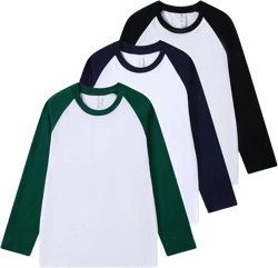 Men's Casual Crew Neck Long Sleeve Shirts Soft Cotton Color Block Stylish Tops Large White Black+white Navy+white Green