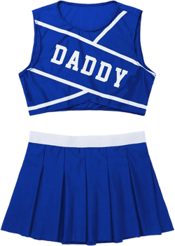 Women's Daddy's Girls Musical Party Halloween Cheer Leader Costume Fancy Dress Uniforms Royal_blue Small