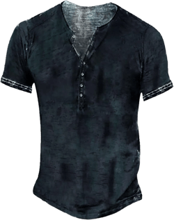 Mens Distressed Henley Shirts Retro Short Sleeve Tee Shirts Casual Button Down Washed T-Shirts for Men 1-navy 3X-Large