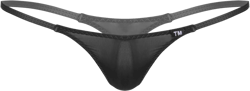 Men's Pouch G-Strings Cool Ice Silk Male Thong Swimwear Low Rise Tanga Briefs Underpants Medium Black