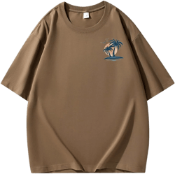 T Shirts for Man Palm Tree Printed Graphic Tees Casual Summer Beach Tops Short Sleeve Crew Neck Basic Tee Shirts X-Large 02-coffee