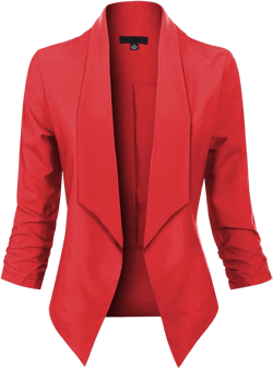 MixMatchy Women's Casual Work Solid Open Front 3/4 Sleeve Blazer Jacket with Plus Size