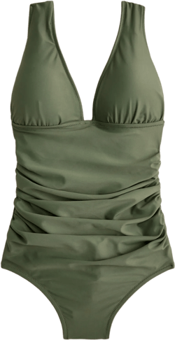 Ruched V-neck one-piece swimsuit - COOL CYPRESS