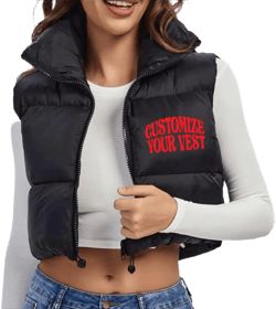 Game day Crop Puffer Vest - Custom College Vest, College Jacket, Game day Jacket, Personalized Vest, Your Logo Here