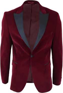 Mens Wine Velvet Tuxedo Blazer Satin Peak Lapels Dinner Jacket Wedding Prom Black Tie