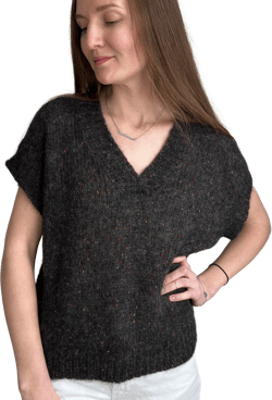 Brown mohair knit vest Alpaca knitted sweater vest  Deep V neck knit vest  Oversized sweater vest Chunky knit women vest