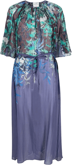 floral-print pleated midi dress