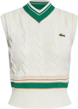logo-embroidered cable-knit top