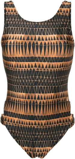 graphic-print open back swimsuit