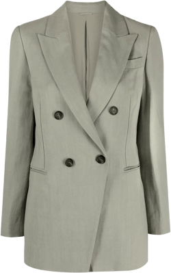 Double-breasted Tailored Blazer In 绿色