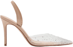 Transparent rhinestone pointed toe shoe