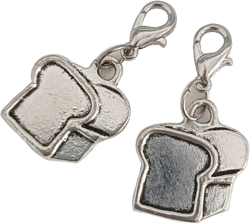 TARAKI 2Pcs Ancient Silver Loaf Of Bread Toast Clip Charm for Bracelets, Necklaces, Earring Charm, Zipper Pulls for Purses