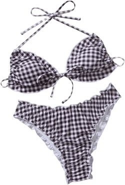 SOLY HUX Women's Plaid Bathing Suit Halter Tie Front Bikini Set Gingham Two Piece Swimsuit Medium Multicoloured Plaid