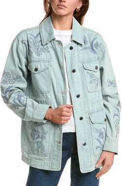 Johnny Was Women's Blue Cargo Denim Jacket