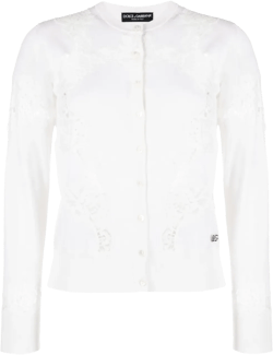 lace-inserts buttoned cardigan