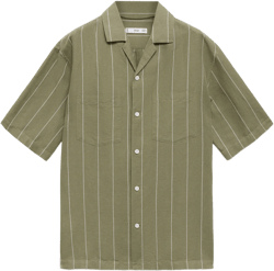 Linen bowling shirt with pinstripes