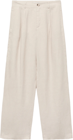 Linen pants with tortoiseshell button