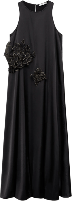 Satin maxi-flower dress