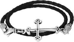 King Baby Studio Traditional Cross Braided Leather Double Wrap Bracelet