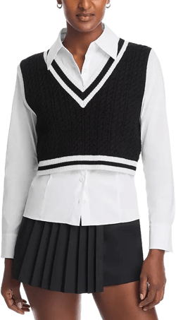 Alice and Olivia Orly Layered Look Sweater Vest