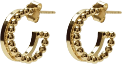 Argento Vivo Classic & Ball Bead Double Row Hoop Earrings in 18K Gold Plated Sterling Silver
