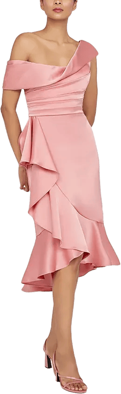 Theia Janice Draped Asymmetric Dress