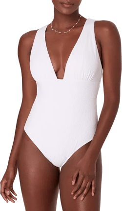 Andie Mykonos Deep Plunge Neck One Piece Swimsuit