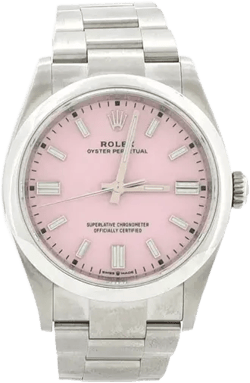 Pre-Owned Rolex Oyster Perpetual Candy Pink Automatic Watch in Stainless Steel 36mm