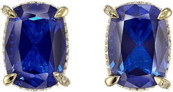 Anabela Chan 18K Yellow Gold Plated Sterling Silver Supernova Simulated Blue Sapphire & Diamond Cushion Wing Stud Earrings