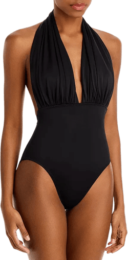 Norma Kamali Halter Low Back One Piece Swimsuit