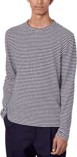 Officine Generale Cotton Linen Striped Tee