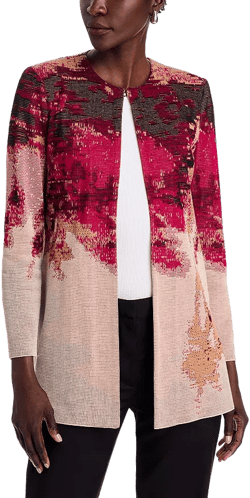Misook Abstract Jacquard Knit Jacket