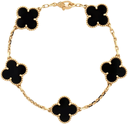 Pre-Owned Van Cleef & Arpels Vintage Alhambra 5 Motifs Bracelet 18K Gold and Onyx